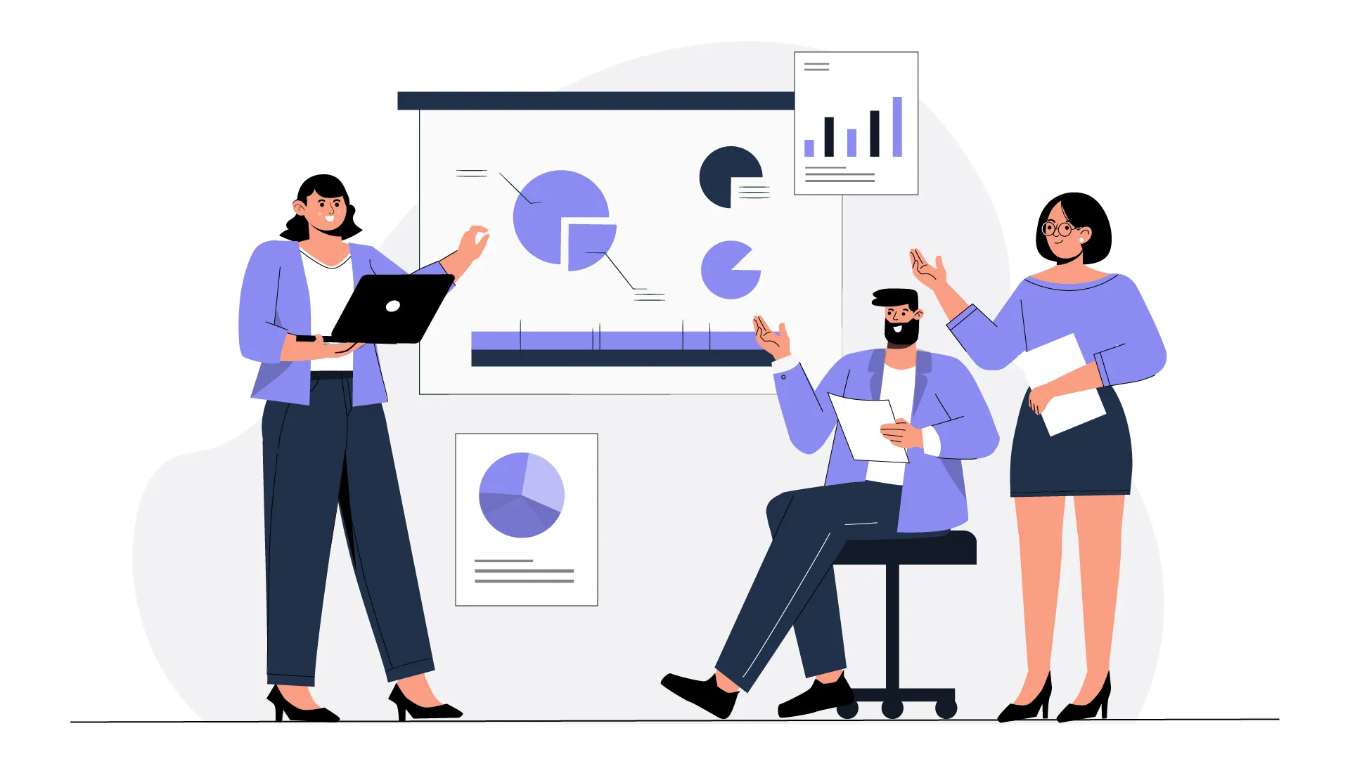 Vector Illustration of Team Members Collaborating During a Business Meeting image